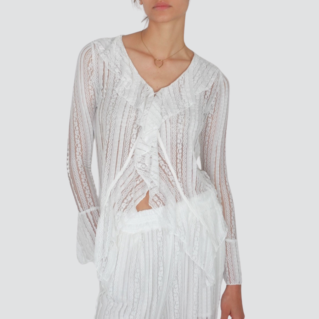 Tensione in camicia con rouches lavorazione pizzo Art QN1150
