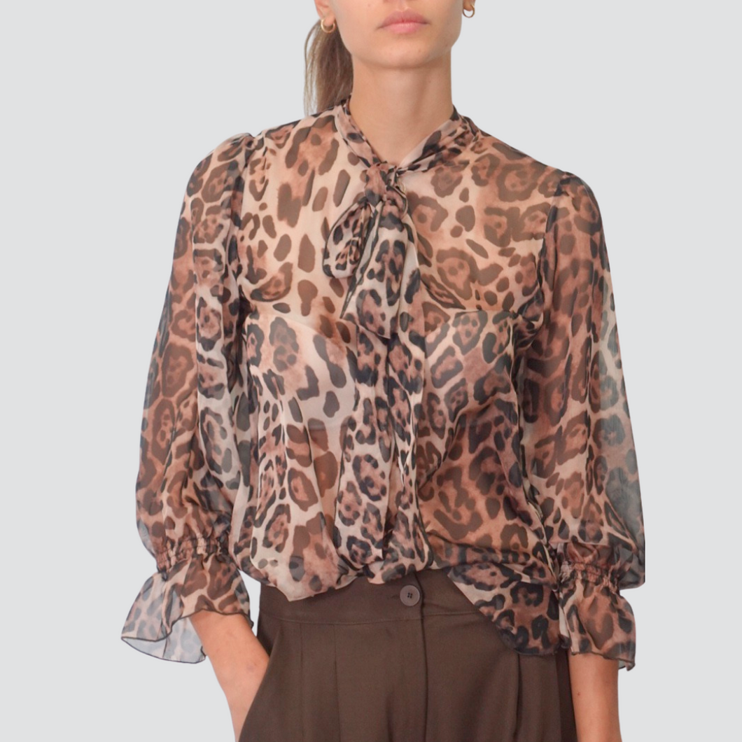 Vicolo camicia maculata con fiocco Art TF1654
