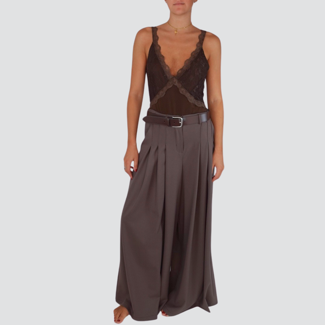 Haveone pantalone ampio con pinces e cintura 63% poliestere 33% viscosa 4% elestan Art PVS-P129