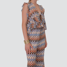 Carica l&#39;immagine nel visualizzatore di Gallery, Tensione in pantalone palazzo fantasia filo lurex 48% cotone Art S25PG45
