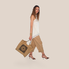 Carica l'immagine nel visualizzatore di Gallery, Philia Loft borsa kaki con ricamo Art D02E0945
