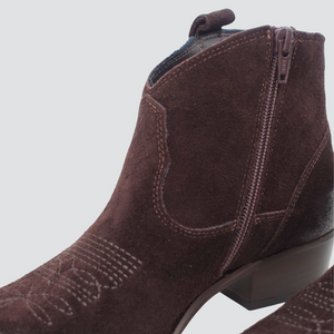 Ovyè texanino camoscio moro tacco 4 cm Art S0300