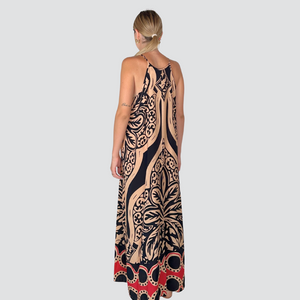 Haveone abito lungo svasato fantasia 100% viscosa Art AMA-N275
