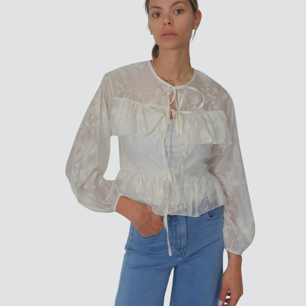 Haveone camicia lacci gale e ricamo 85% tencell Art CMA-N332
