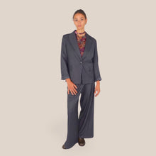 Carica l'immagine nel visualizzatore di Gallery, Haveone pantalone palazzo gessato elastico retro Art PIA-R283 ( Blazer JIA-R080 )
