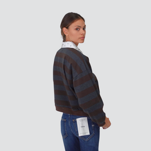 Vicolo polo rigata con stampa e applicazione colletto 77% cotone Art RF0186