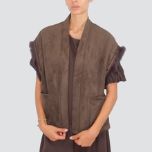 Carica l&#39;immagine nel visualizzatore di Gallery, Dixie gilet suede over con pelliccia giri manica Art LAGVKS
