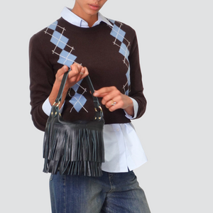 Susy Mix secchiello con frangia vera pelle con tracolla Art BECK