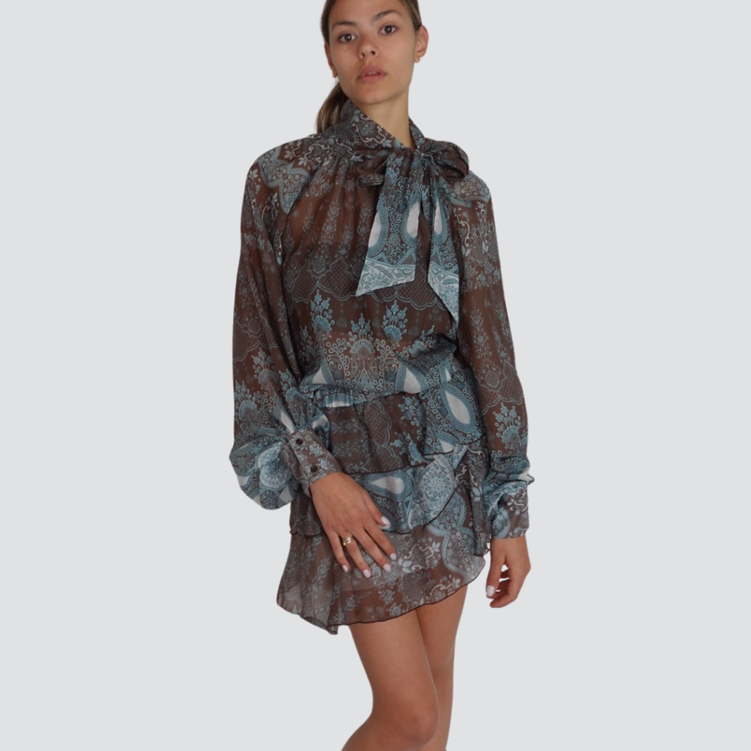 Vicolo mini gonna balza con stampa elastico vita 85% lyocell Art TD1866