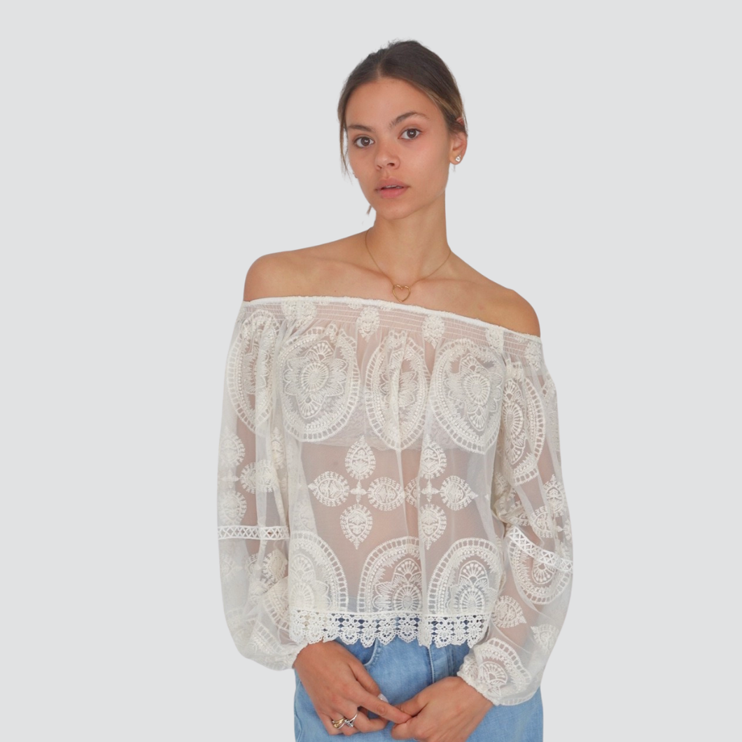 Tensione in blusa collo schiffer pizzo macramè Art PX968