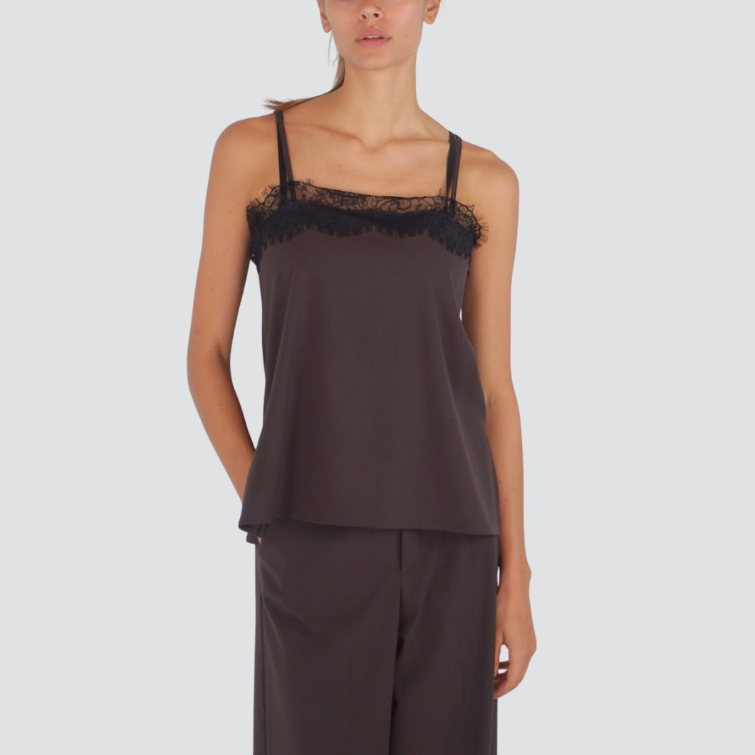 Tensione in top con pizzo spacchetti laterali 33% viscosa Art DE879
