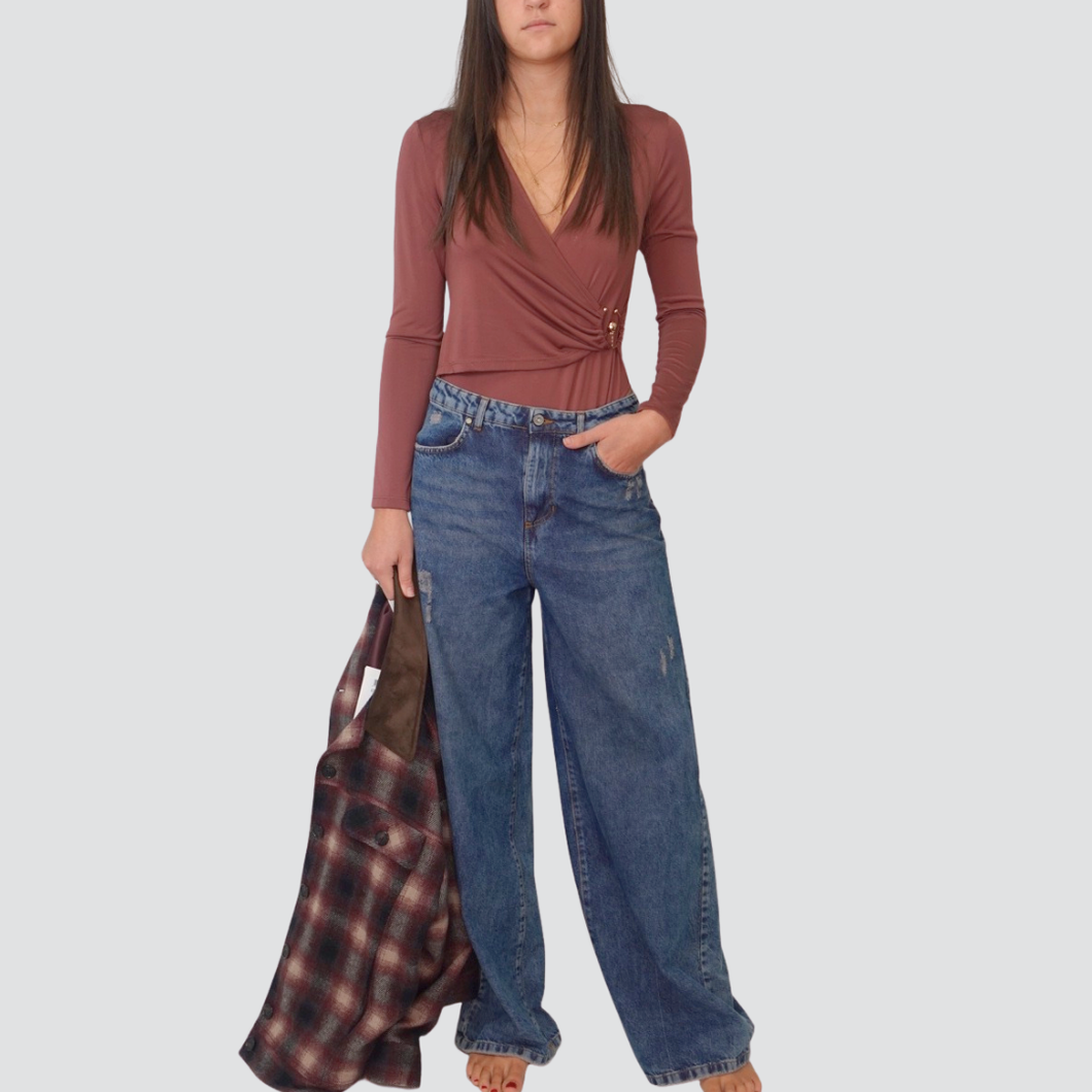 Dixie jeans palazzo con rotture 100% cotone Art P881Y081