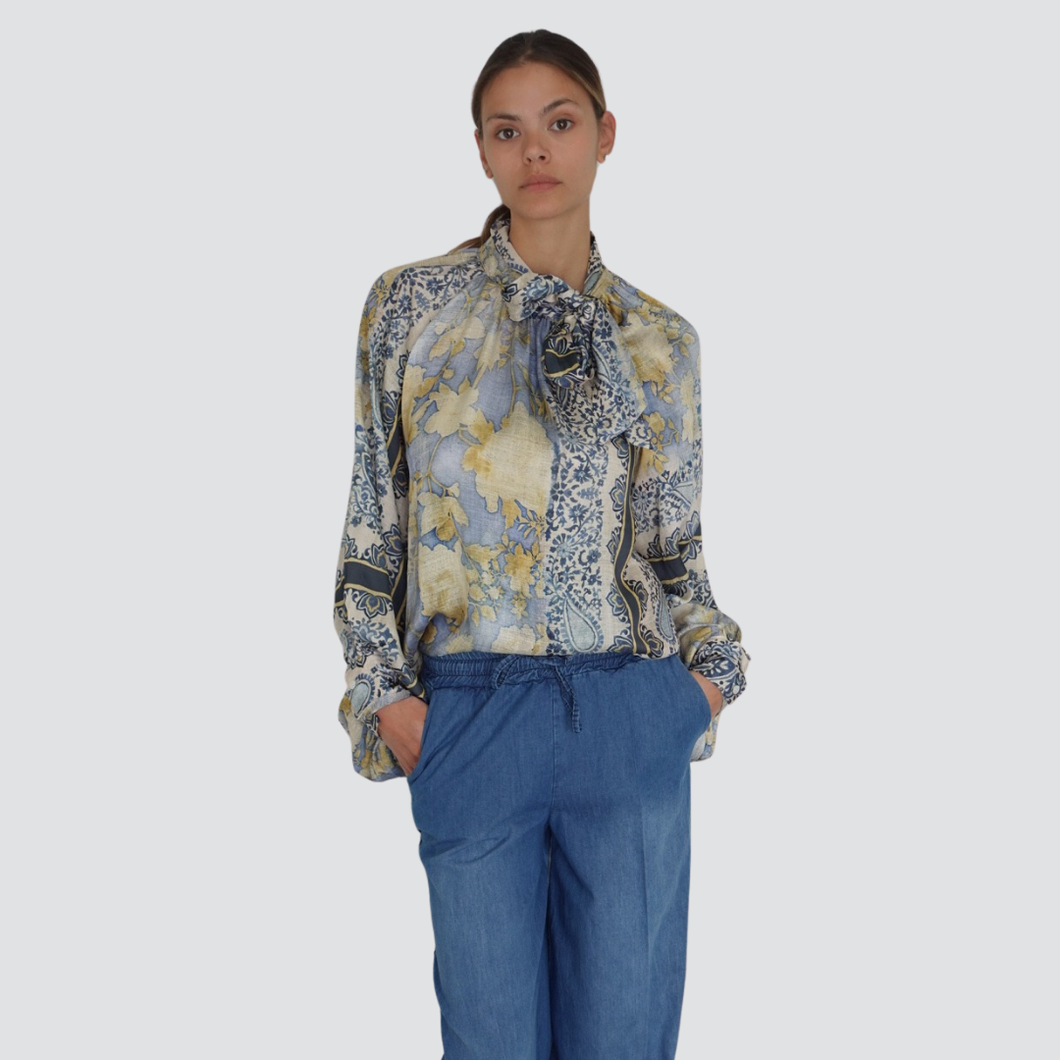 Vicolo camicia over fantasia manica ampia 100% viscosa Art TD1599