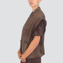 Carica l&#39;immagine nel visualizzatore di Gallery, Dixie gilet suede over con pelliccia giri manica Art LAGVKS
