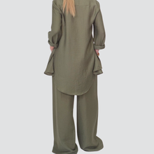 Carica l&#39;immagine nel visualizzatore di Gallery, Vicolo pantalone gamba ampia 55% viscosa 23% lino Art TD2860
