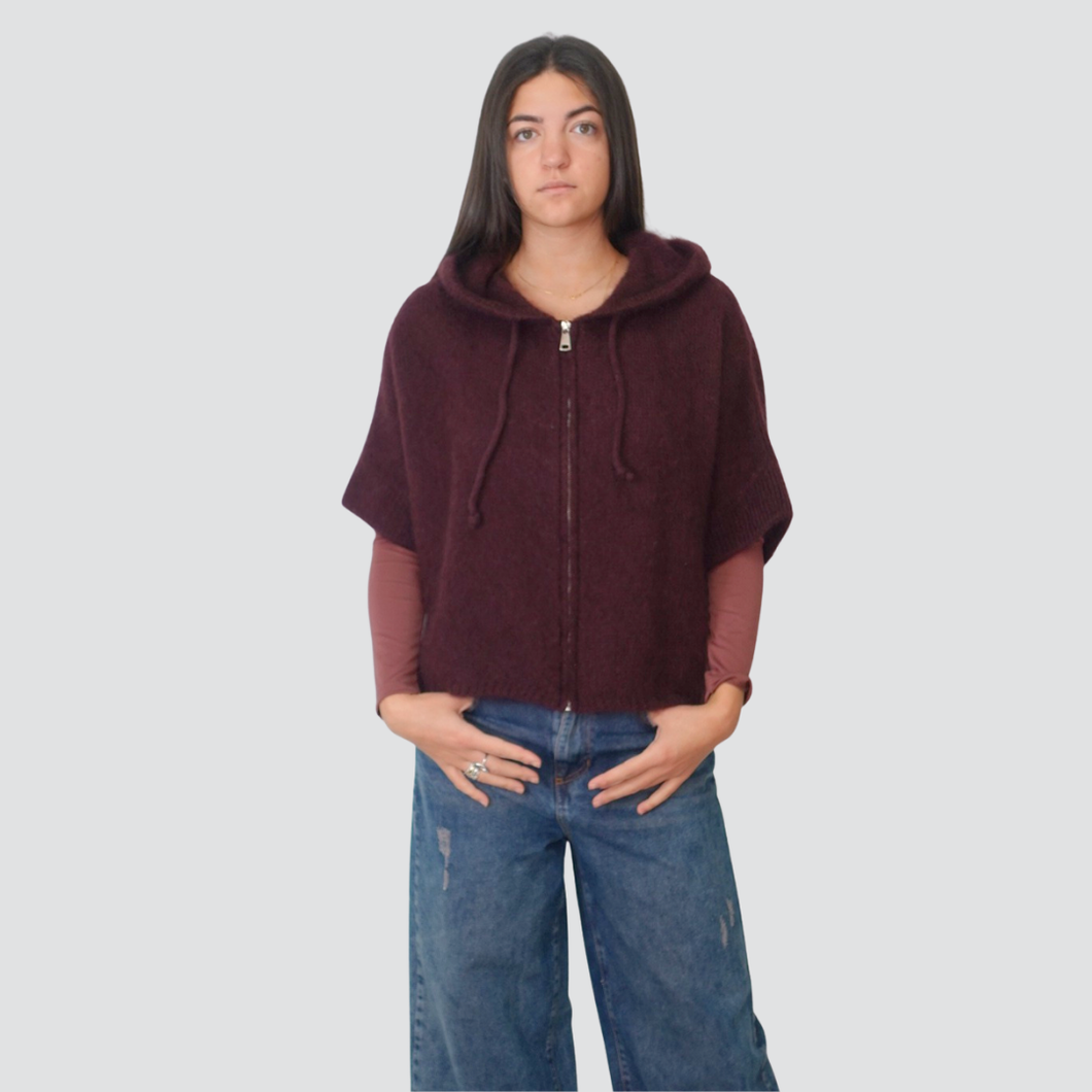 Dixie maglia over manica corta con cappuccio e zip 40% mohair 10% cashmere Art M277Y187