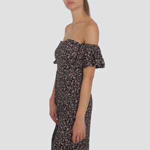 Vicolo abito floreale scollo schiffer spacco laterale Art TD2234