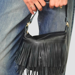 Susy Mix secchiello con frangia vera pelle con tracolla Art BECK