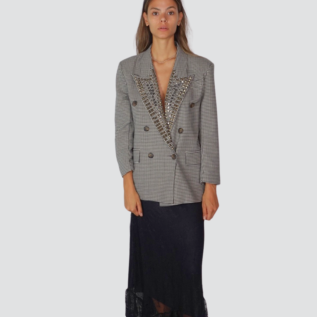 Tensione in giacca over rever borchiato foderata 50% cotone Art 37365