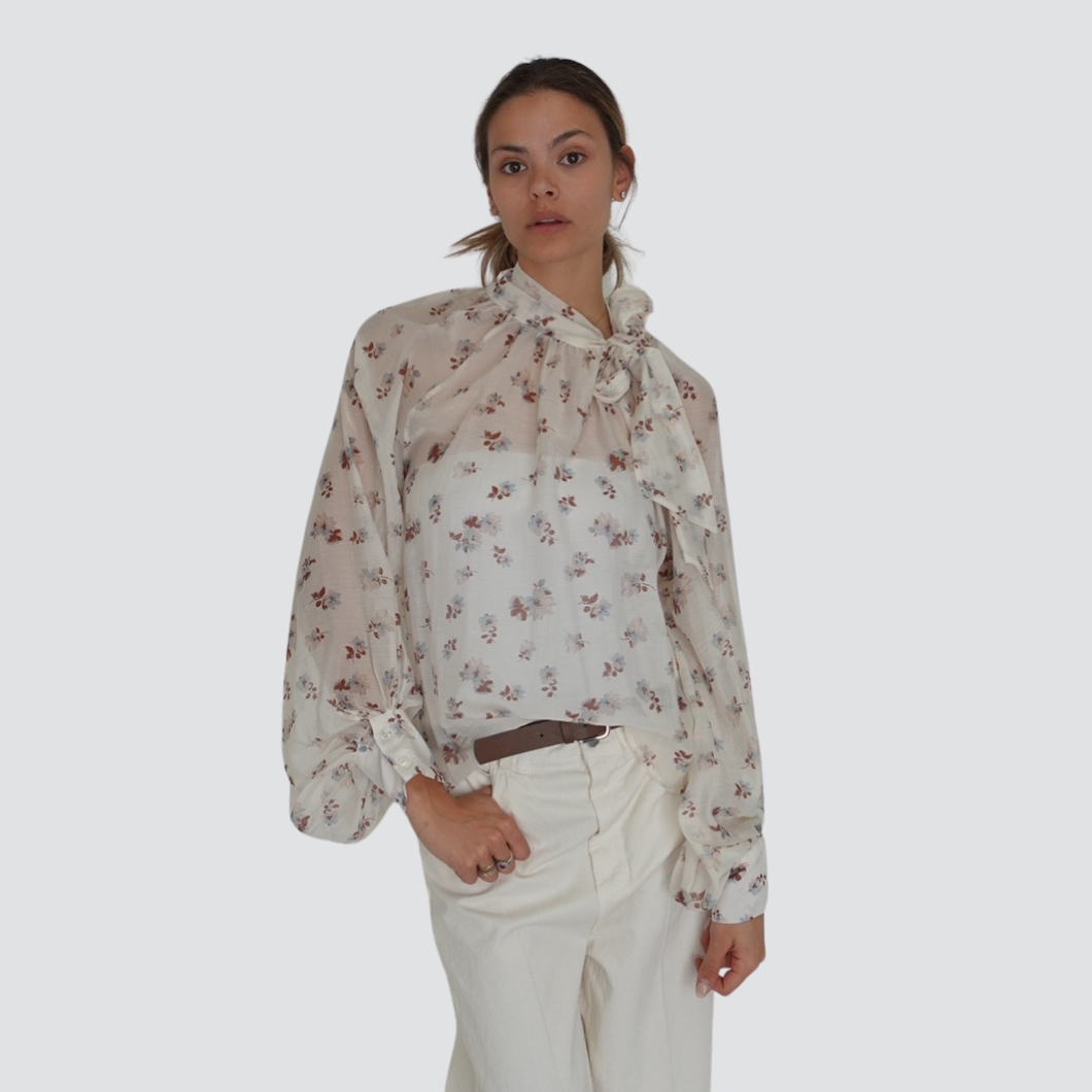 Vicolo camicia stampa manica over allacciatura collo 75% lyocell Art TD1562