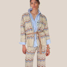 Carica l'immagine nel visualizzatore di Gallery, Tensione in cardigan zig zag con cintura 50% cotone Art P6HMG40 ( pantalone Art P6HMP05A414 )
