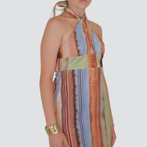 Vicolo abito color allacciatura collo 55% lino 45% cotone Art TD2842