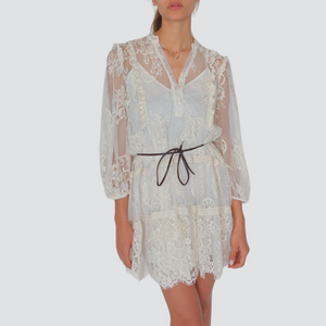 Tensione in abito pizzo con sottoveste e cintura 57% cotone Art S25X842