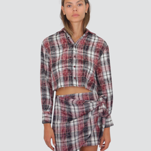 Carica l&#39;immagine nel visualizzatore di Gallery, Vicolo camicia crop scozzese fondo taglia vivo 25% cotone Art TF0875
