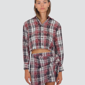 Vicolo camicia crop scozzese fondo taglia vivo 25% cotone Art TF0875