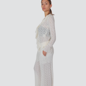Tensione in pantalone palazzo lavorazione pizzo Art KS1079