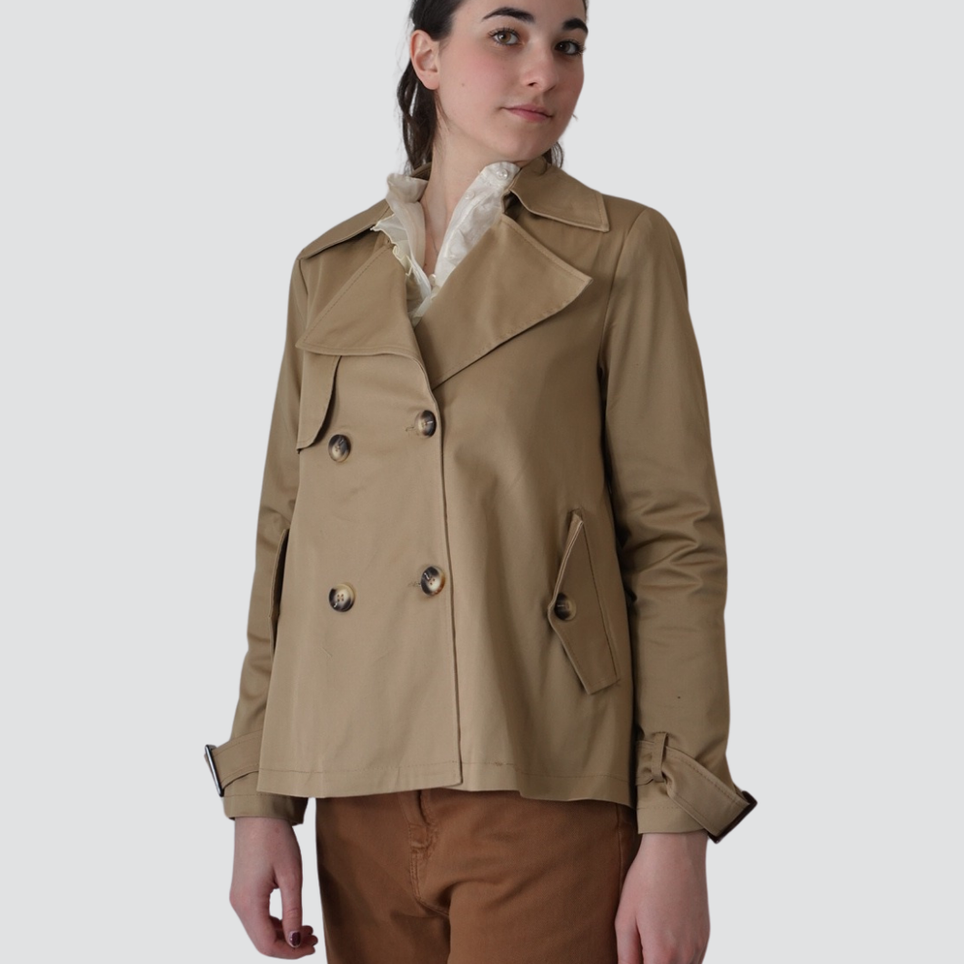 Tensione in trench over corto doppio petto 100% cotone Art 123099