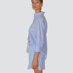 Vicolo camicia rigata over con taschina spacchetti laterali 68% cotone Art TD3072