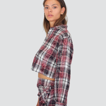 Carica l&#39;immagine nel visualizzatore di Gallery, Vicolo camicia crop scozzese fondo taglia vivo 25% cotone Art TF0875
