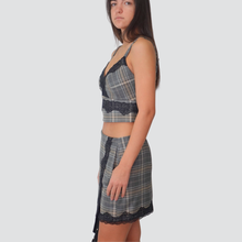 Carica l&#39;immagine nel visualizzatore di Gallery, Dixie top crop scozzese con pizzo elastico retro 35% viscosa Art RAZHKDS
