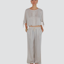 Carica l&#39;immagine nel visualizzatore di Gallery, Vicolo pantalone gessato elastico vita 64% viscosa 12% lino TD2970
