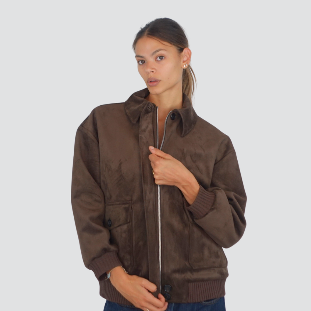 Dixie bomber suede foderato con zip Art UAAZKCS