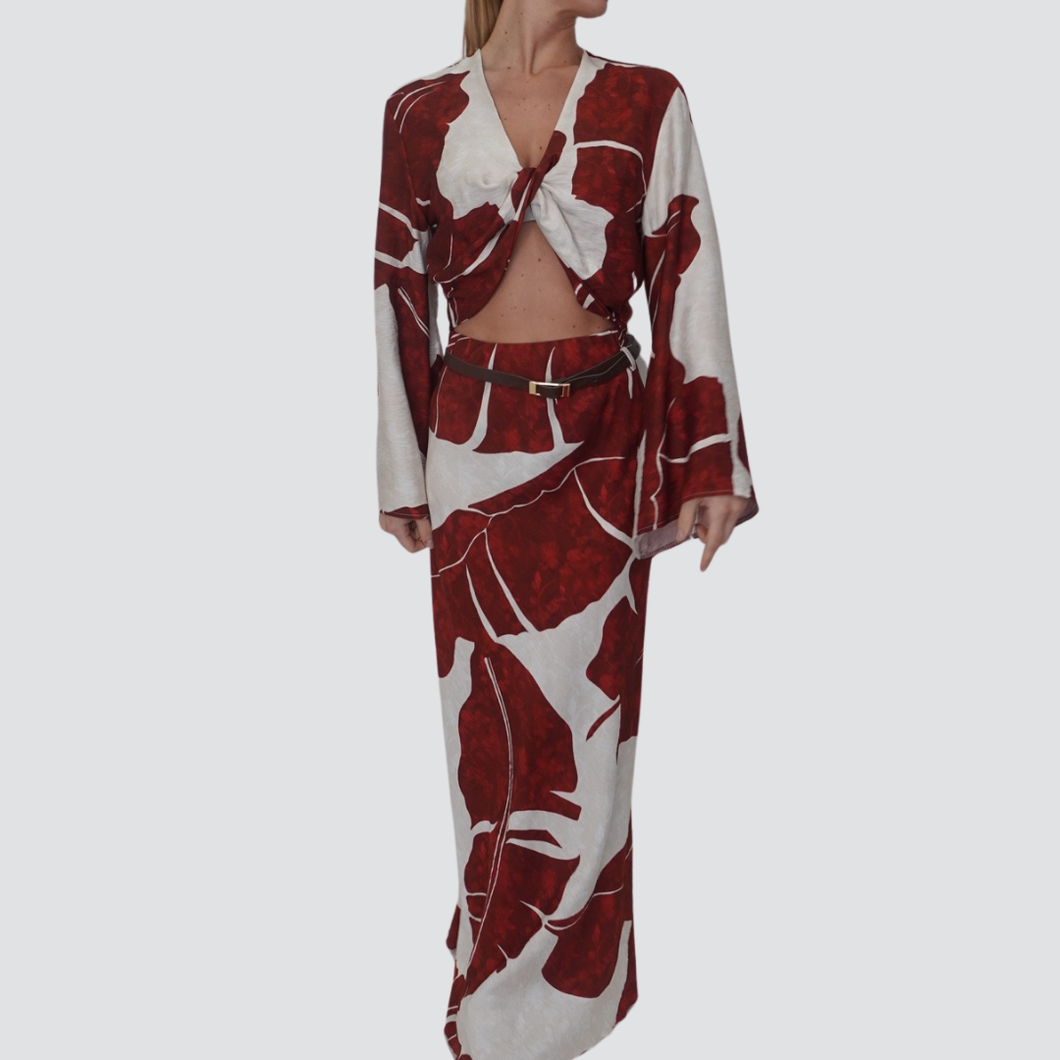 Haveone gonna lunga con cintura 85% viscosa Art GVS-N119