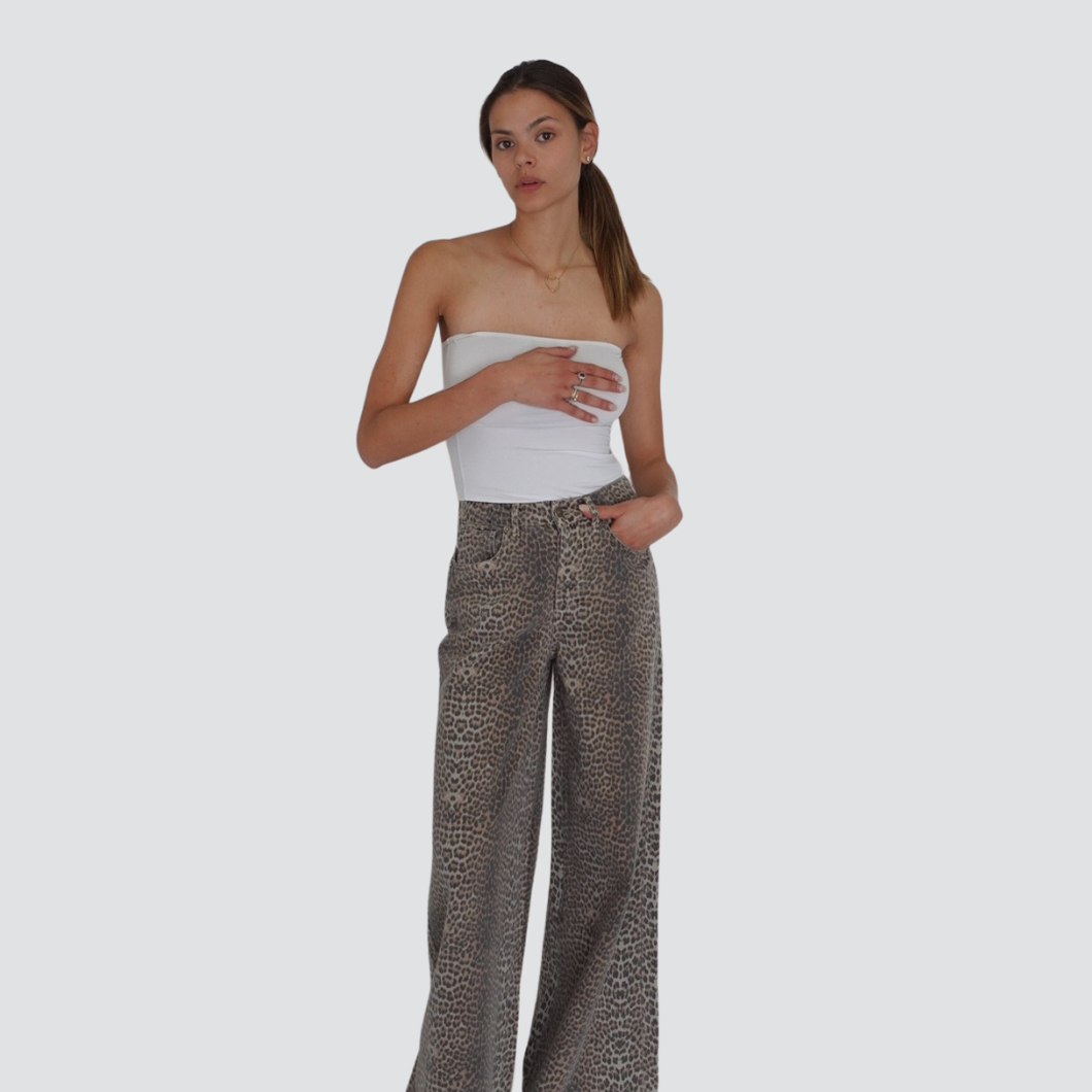 Vicolo jeans Myrna maculato gamba ampia 100% cotone Art DD5338