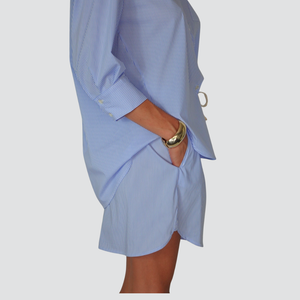 Vicolo camicia rigata over con taschina spacchetti laterali 68% cotone Art TD3072