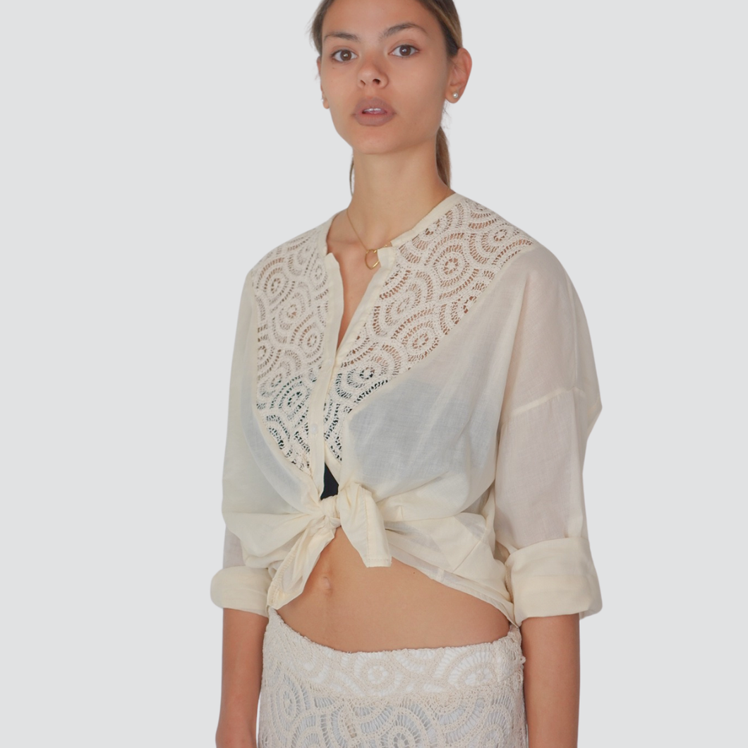 Tensione in camicia macramè 87% cotone Art S25C866