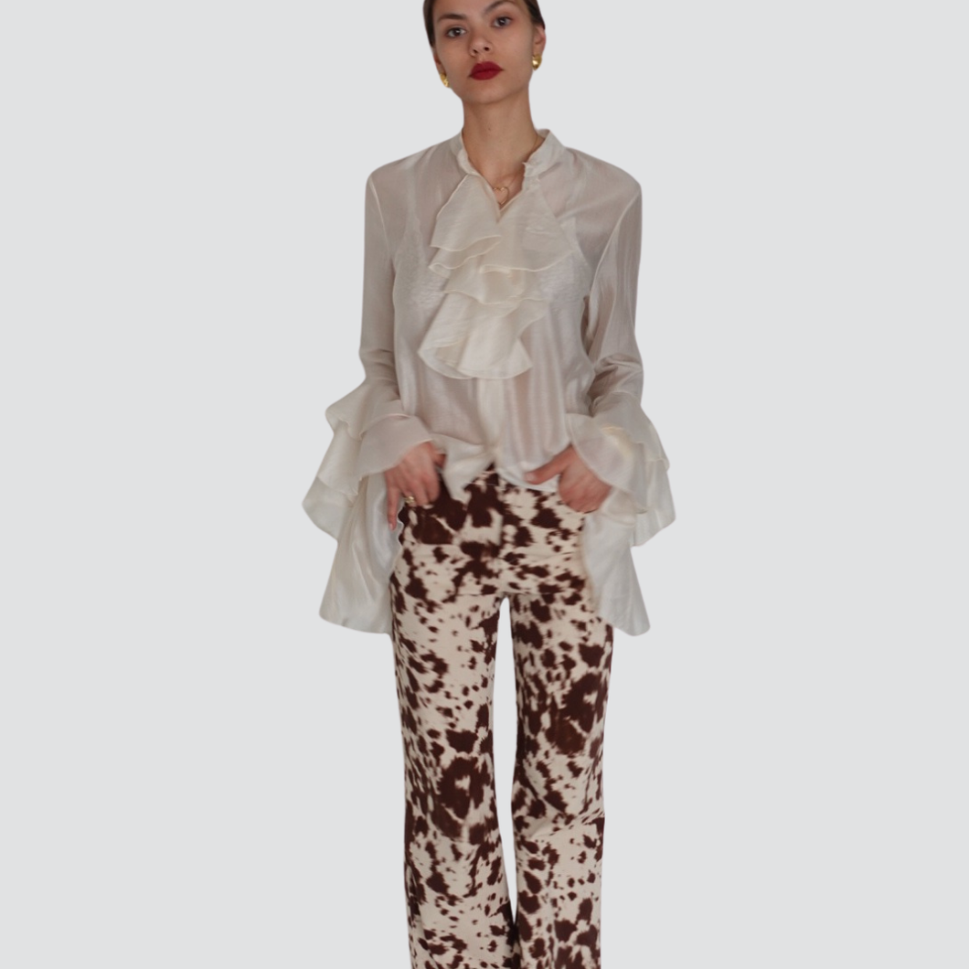 Haveone pantalone gamba ampia fantasia 100% cotone Art PMA-N205