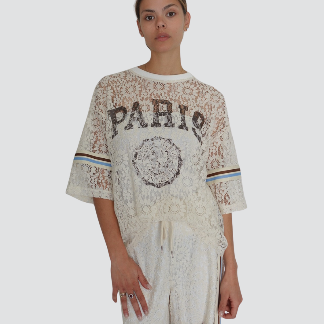 Vicolo t-shirt pizzo over stampa Paris 25% cotone 25% viscosa Art RD0684