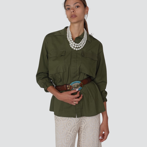 Tensione in giacca camicia con cintura e collana 100% cotone Art 36482