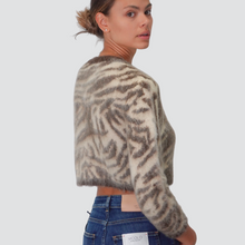 Carica l&#39;immagine nel visualizzatore di Gallery, Vicolo cardigan bottone gioiello zebrato 26% mohair 26% lana Art 55036F
