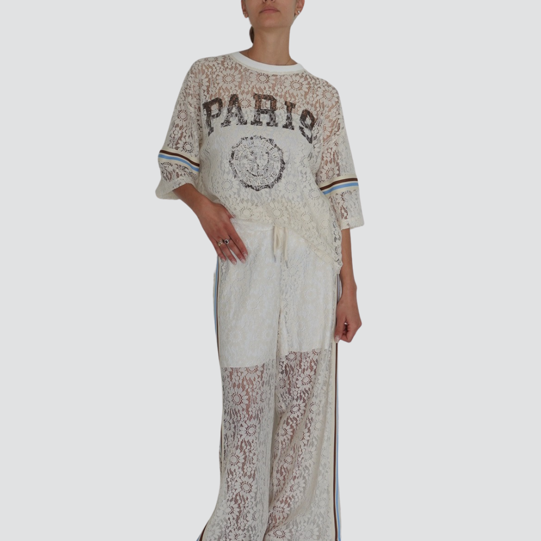 Vicolo pantalone pizzo palazzo banda laterale foderato 25% cotone 25% viscosa Art TD01571