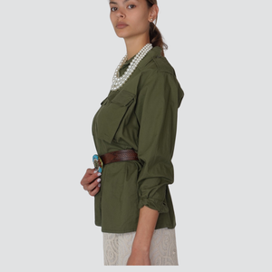 Tensione in giacca camicia con cintura e collana 100% cotone Art 36482