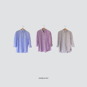 Vicolo camicia rigata over con taschina spacchetti laterali 68% cotone Art TD3072