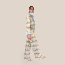 Carica l'immagine nel visualizzatore di Gallery, Tensione in pantalone palazzo zig zag elastico vita 50% cotone Art P6HMP05A414 ( cardigan Art P6HMG40 )
