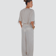 Carica l&#39;immagine nel visualizzatore di Gallery, Vicolo pantalone gessato elastico vita 64% viscosa 12% lino TD2970
