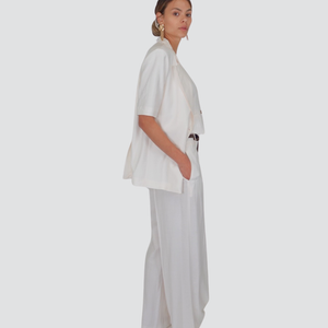 Tensione in pantalone goffrato con cintura 84% viscosa Art 25P7772
